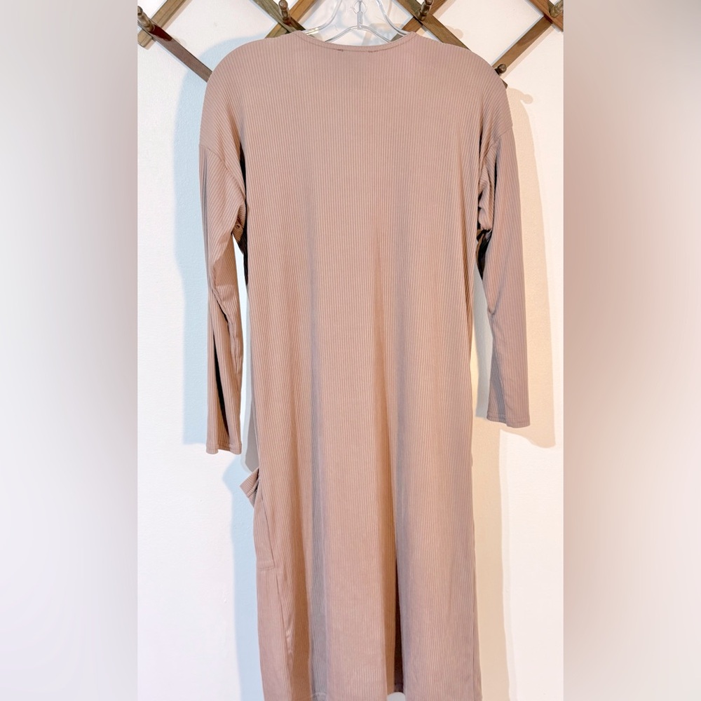 Aqua Duster Cardigan Sweater cafe brown/pink size small - Picture 3 of 8